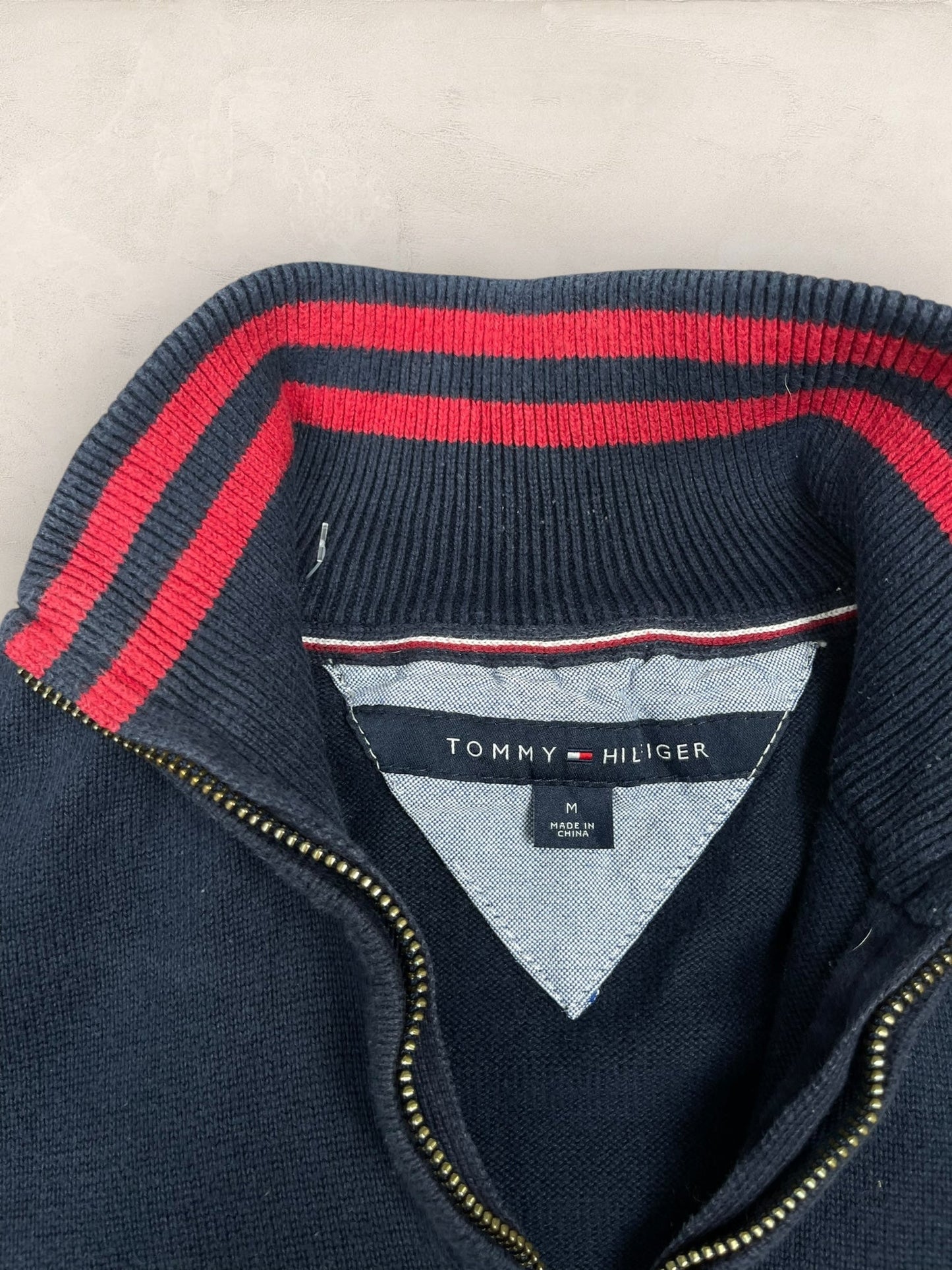 1/4 zip Homme Tommy Hilfiger Bleu Marine M Ref:3613 - Bleu Marine - M - amifrip