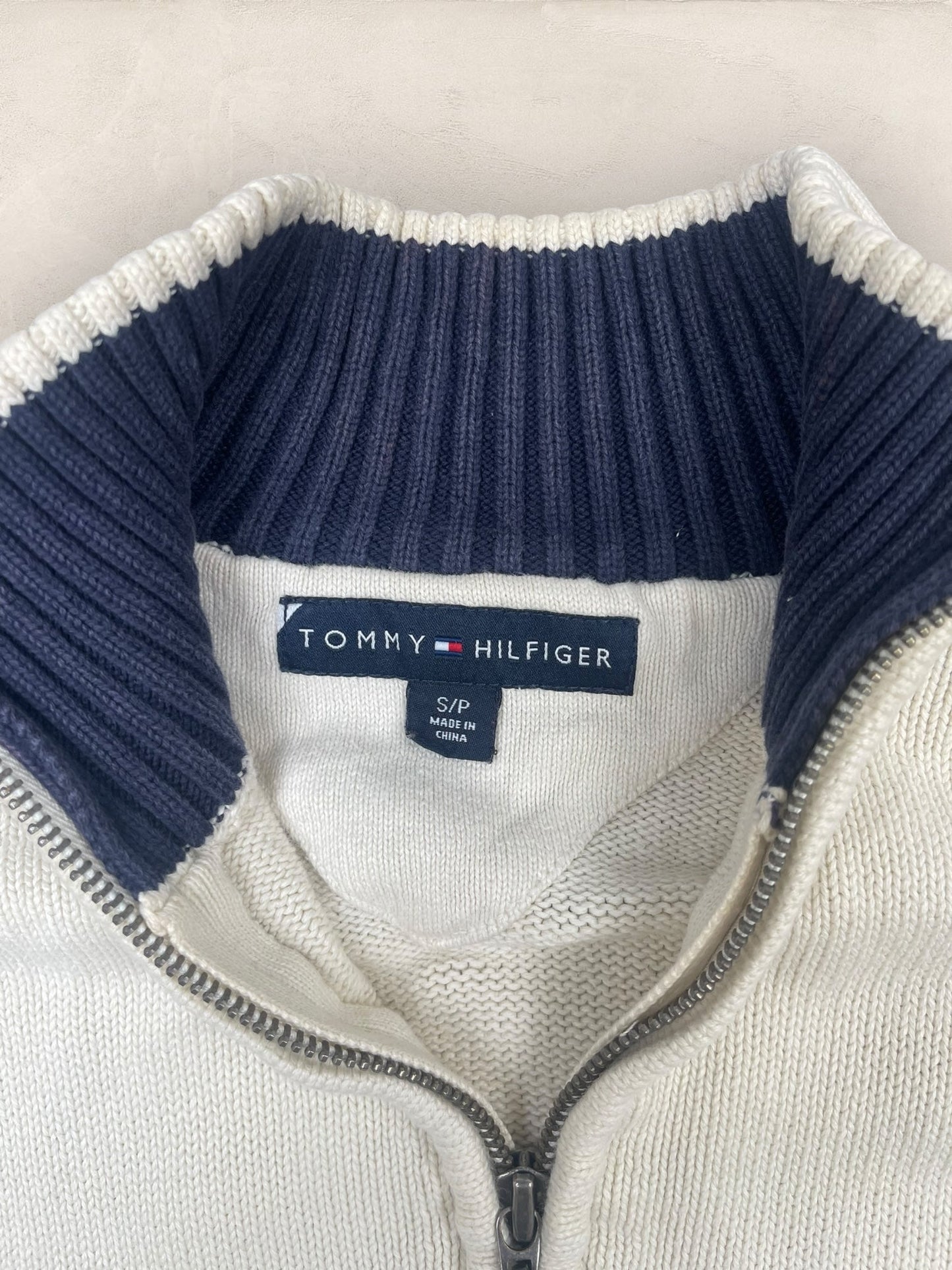 1/4 zip Homme Tommy Hilfiger Creme S Ref:3644 - Creme - S - amifrip