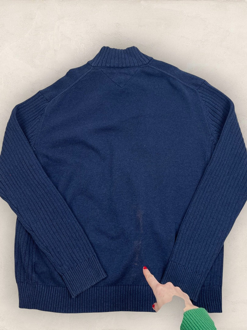 Pull Demi-zip Tommy Hilfiger - Homme Xxl - Marine - Coton - Ts0230