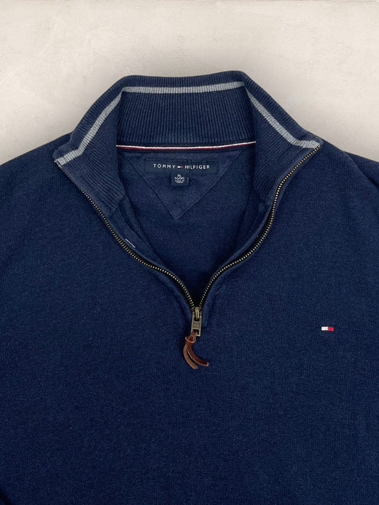 Pull 1/4 zip Tommy Hilfiger - Homme Xl - Marine - Coton - Très bon état - Ts0227