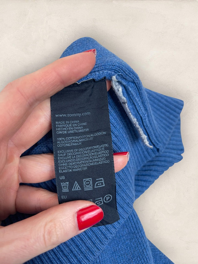 Pull 1/4 zip Tommy Hilfiger - Homme L - Bleu - Coton - Ts0210