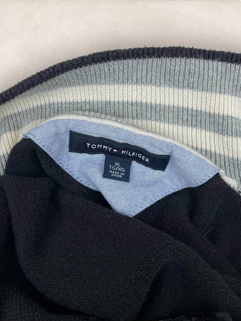 Pull 1/4 zip Tommy Hilfiger - Homme Xl - Noir - Coton - Très bon état - Ts0223