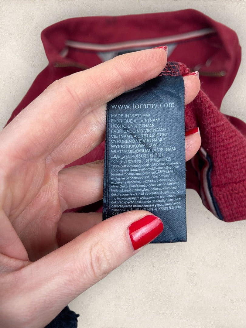 Pull 1/4 zip Tommy Hilfiger - homme L - bordeaux - coton - Ts0213