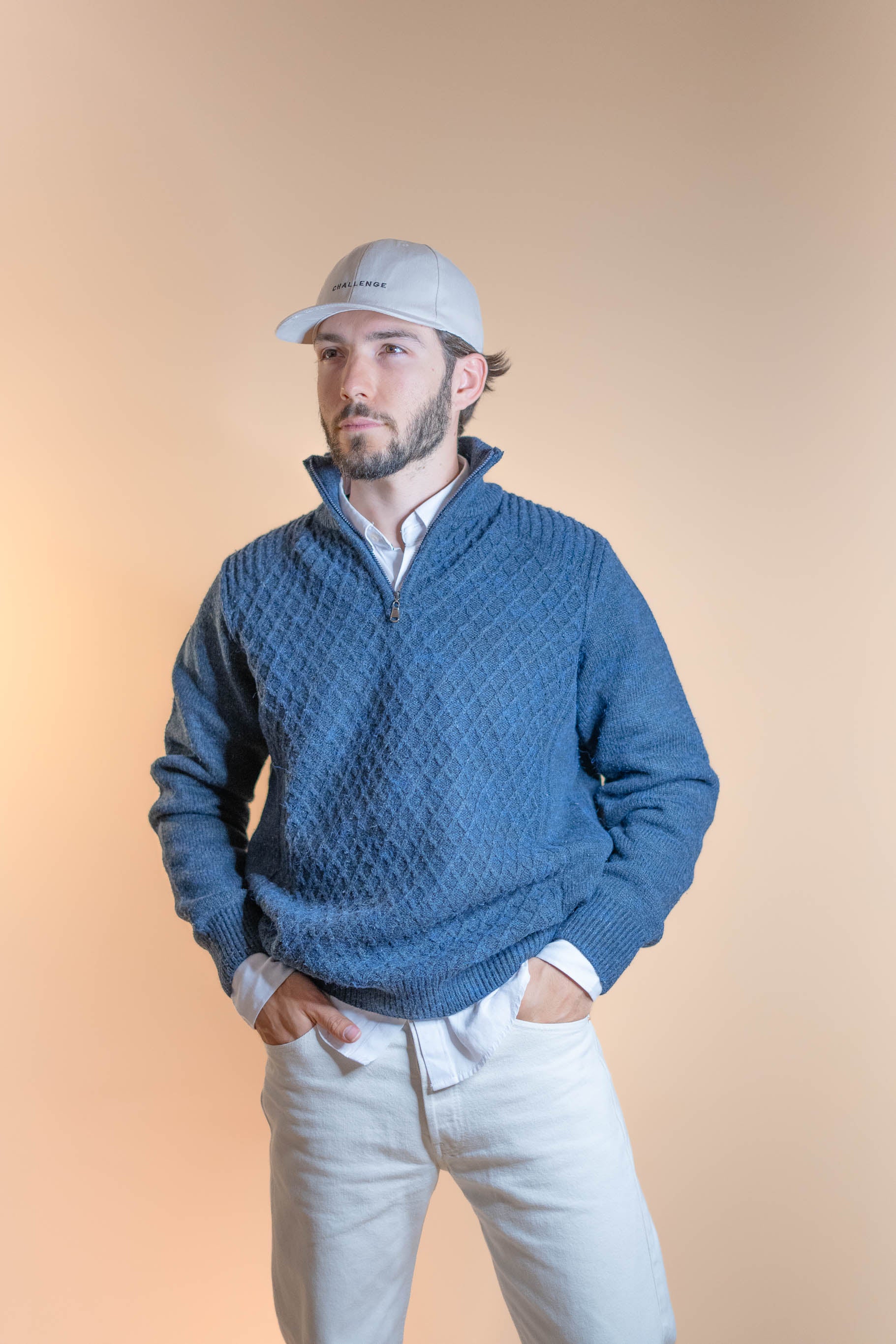 Half zip Homme Bleu 566