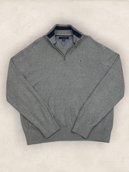 Pull 1/4 zip Tommy Hilfiger - Homme L - Gris - Coton - Tbe - TS0219