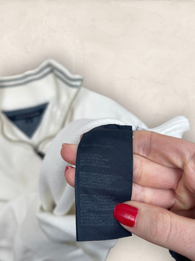 Pull 1/4 zip Tommy Hilfiger - Homme L - Blanc - Coton - Très bon état - Ts0212