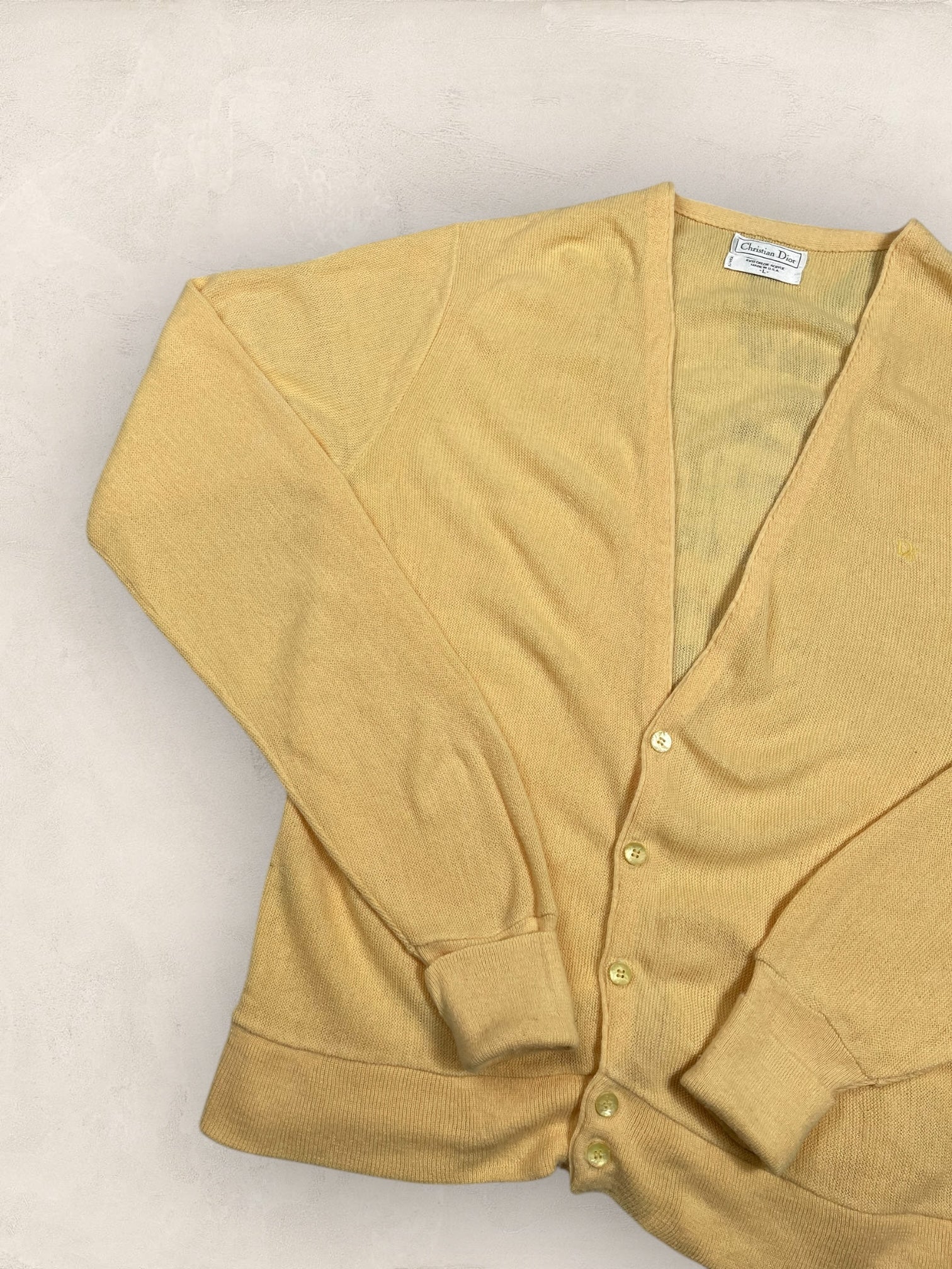 Cardigan Christian Dior Ref: 2547 - JAUNE - L - amifrip - Friperie en ligne et vêtements vintage