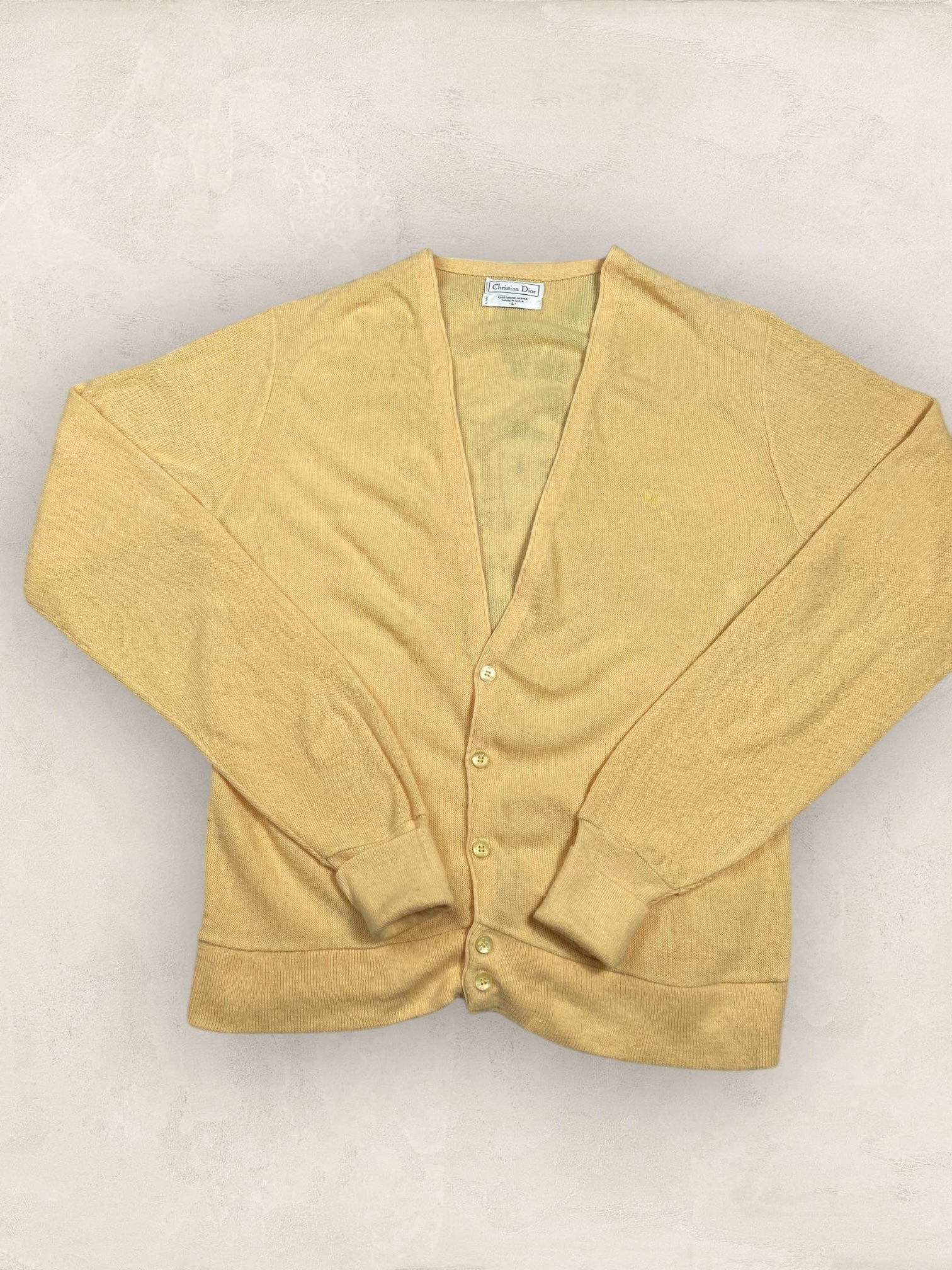Cardigan Christian Dior Ref: 2547 - JAUNE - L - amifrip - Friperie en ligne et vêtements vintage