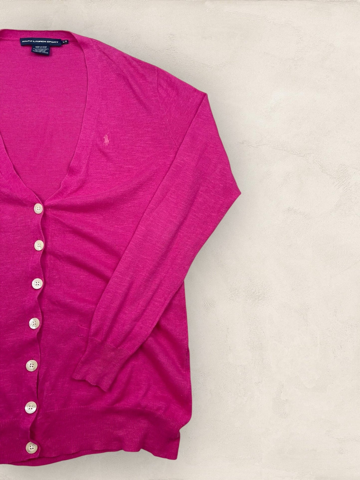 Cardigan en lin Femme Ralph Lauren Rose L Ref:3418 - Rose - L - amifrip