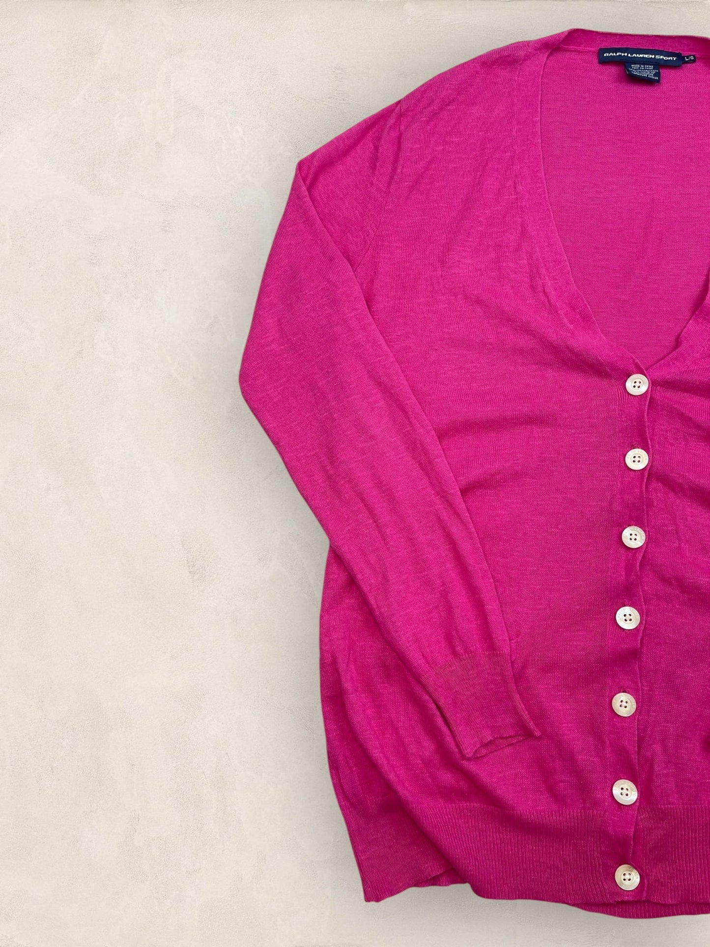 Cardigan en lin Femme Ralph Lauren Rose L Ref:3418 - Rose - L - amifrip