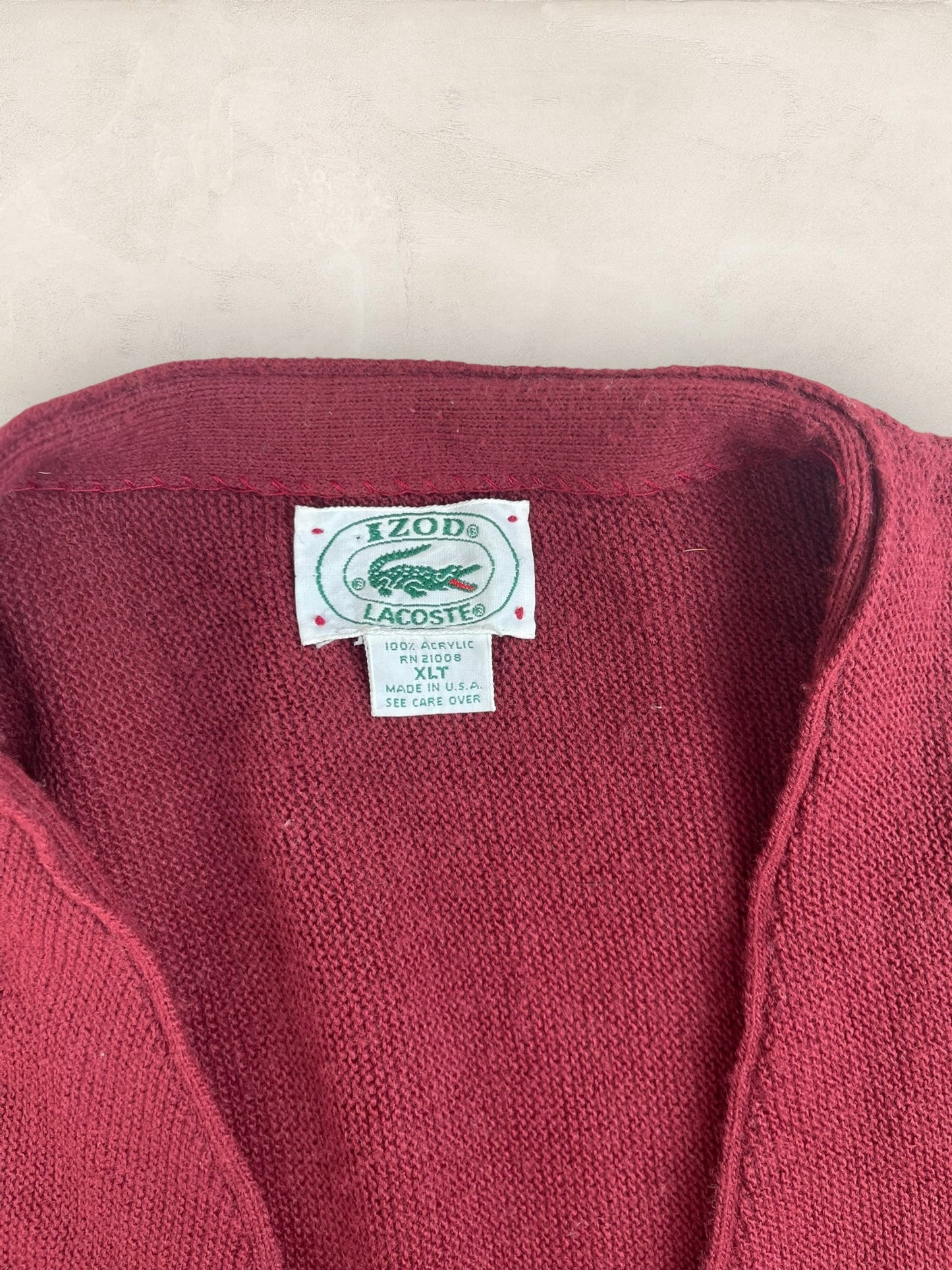 Cardigan Homme Lacoste Izod Bordeaux XL Ref:3339 - Bordeaux - XL - amifrip