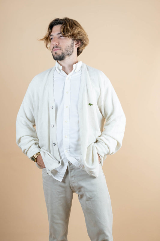 Cardigan Lacoste Izod ref: 1245 - BLANC - L - amifrip - Friperie en ligne et vêtements vintage