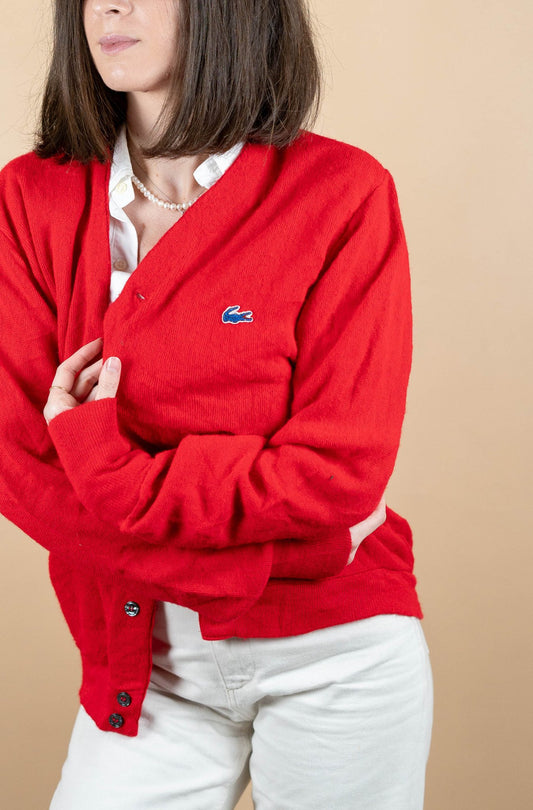 Cardigan Lacoste Vintage ref: 1615 - ROUGE - M - amifrip - Friperie en ligne et vêtements vintage
