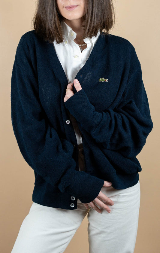 Cardigan Lacoste Vintage ref: 1621 - BLEU MARINE - XL - amifrip - Friperie en ligne et vêtements vintage
