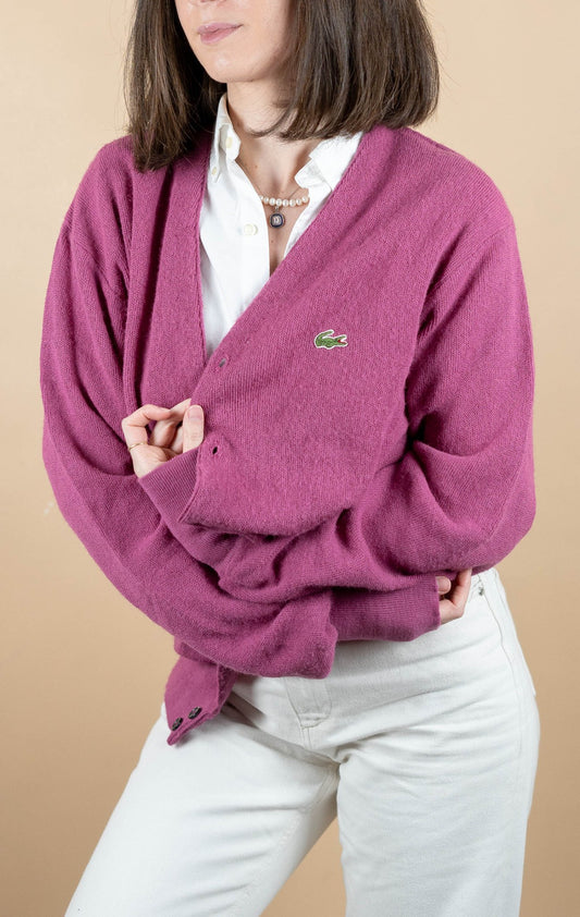 Cardigan Lacoste Vintage ref: 1628 - ROSE - L - amifrip - Friperie en ligne et vêtements vintage