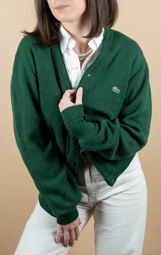 Cardigan Lacoste Vintage ref: 1632 - VERT - M - amifrip - Friperie en ligne et vêtements vintage