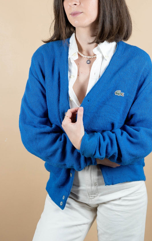 Cardigan Lacoste Vintage ref: 1638 - BLEU - M - amifrip - Friperie en ligne et vêtements vintage