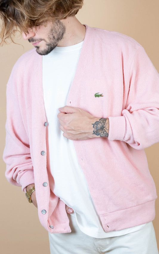 Cardigan Lacoste Vintage ref: 1642 - ROSE - XL - amifrip - Friperie en ligne et vêtements vintage