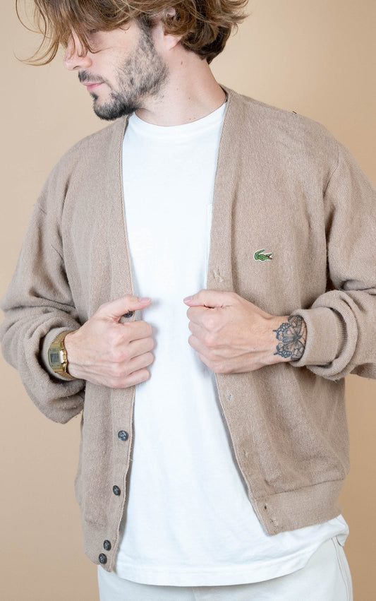 Cardigan Lacoste Vintage ref: 1646 - BEIGE - XL - amifrip - Friperie en ligne et vêtements vintage