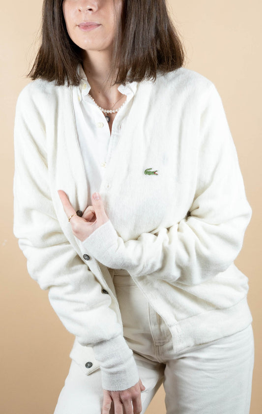 Cardigan Lacoste Vintage ref: 1652 - BLANC - M - amifrip - Friperie en ligne et vêtements vintage