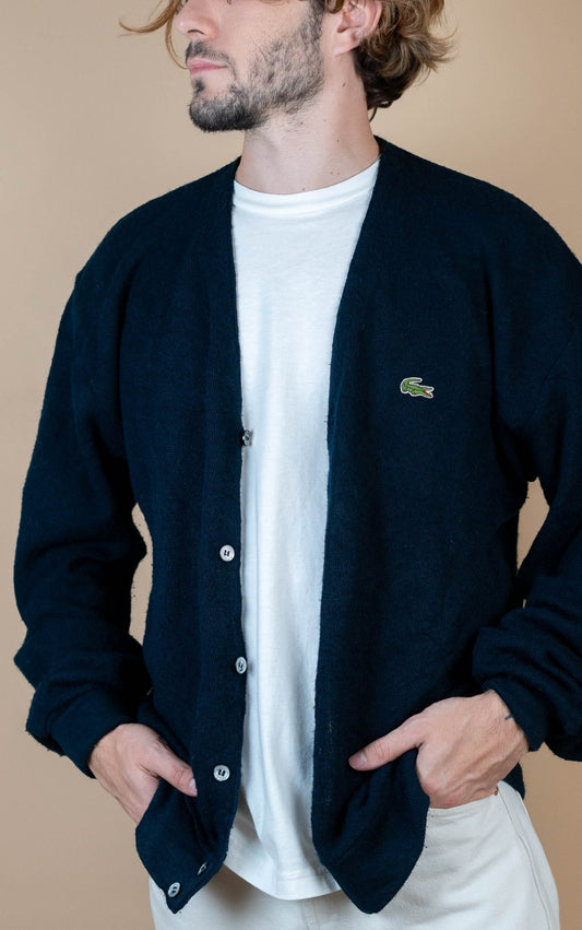 Cardigan Lacoste Vintage ref: 1653 - BLEU MARINE - XL - amifrip - Friperie en ligne et vêtements vintage