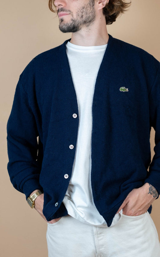 Cardigan Lacoste Vintage ref: 1657 - BLEU MARINE - XL - amifrip - Friperie en ligne et vêtements vintage