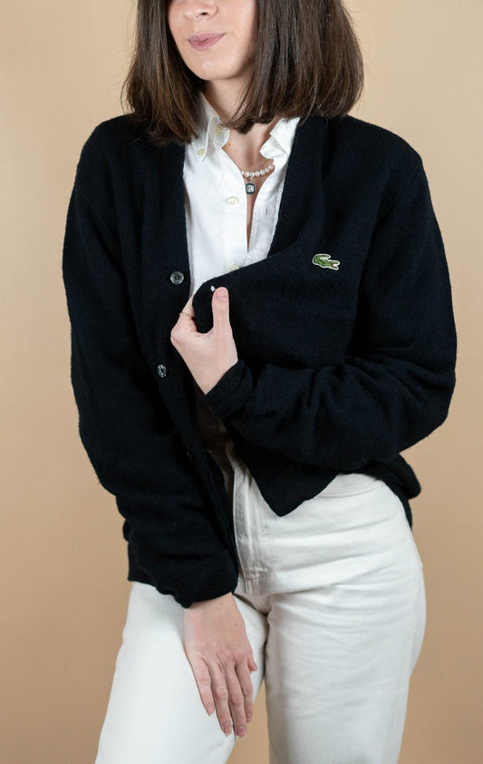 Cardigan Lacoste Vintage ref: 1658 - NOIR - M - amifrip - Friperie en ligne et vêtements vintage
