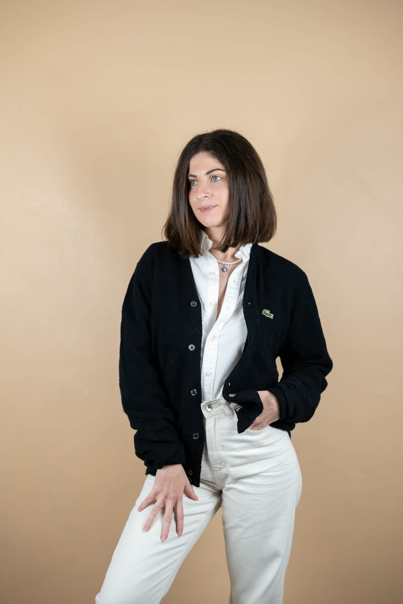 Cardigan Lacoste Vintage ref: 1658 - NOIR - M - amifrip - Friperie en ligne et vêtements vintage