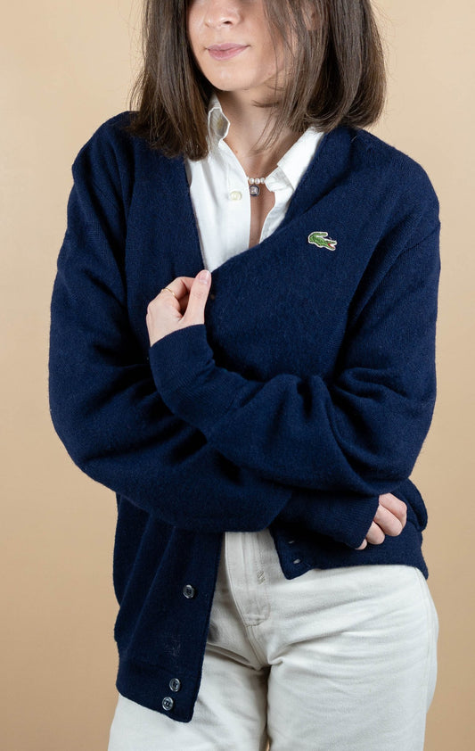Cardigan Lacoste Vintage ref: 1659 - BLEU MARINE - L - amifrip - Friperie en ligne et vêtements vintage
