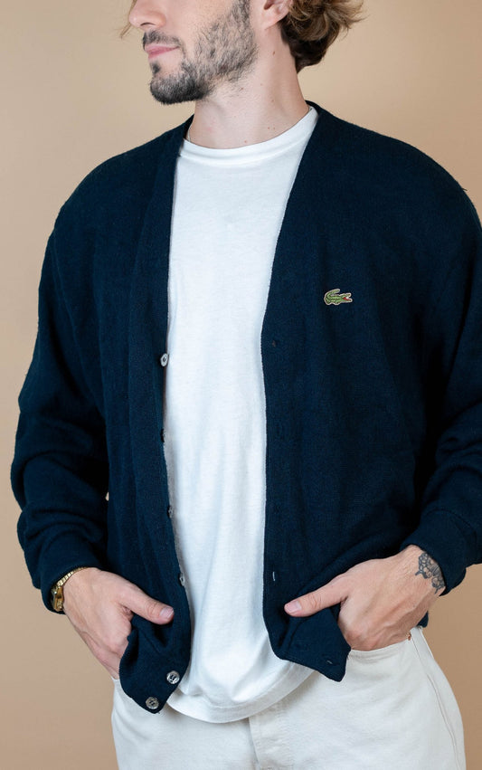 Cardigan Lacoste Vintage ref: 1660 - BLEU MARINE - L - amifrip - Friperie en ligne et vêtements vintage