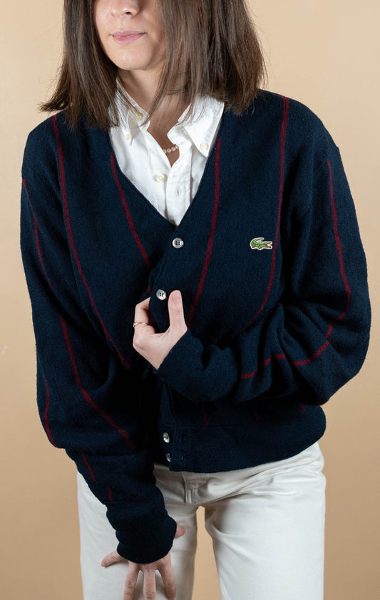 Cardigan Lacoste Vintage ref: 1663 - BLEU MARINE - L - amifrip - Friperie en ligne et vêtements vintage