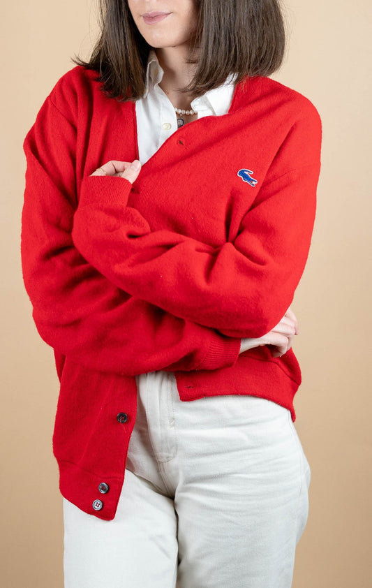 Cardigan Lacoste Vintage ref: 1665 - ROUGE - L - amifrip - Friperie en ligne et vêtements vintage