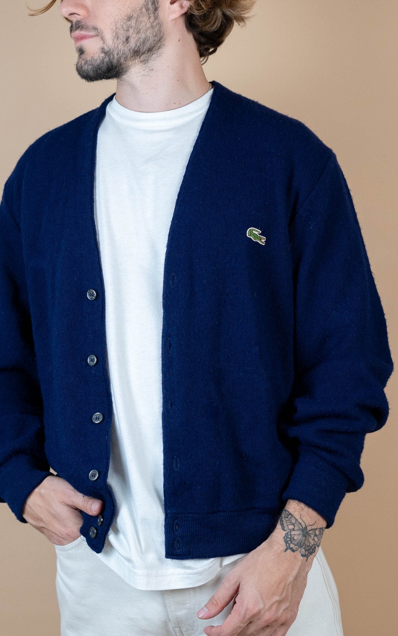 Cardigan Lacoste Vintage ref: 1667 - BLEU MARINE - S - amifrip - Friperie en ligne et vêtements vintage