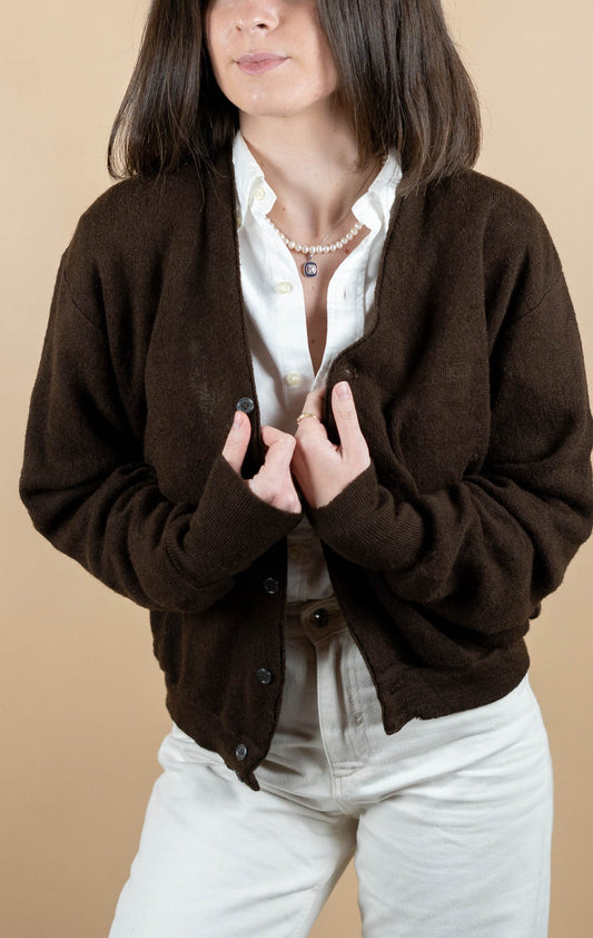 Cardigan Lacoste Vintage ref: 1669 - MARRON - L - amifrip - Friperie en ligne et vêtements vintage