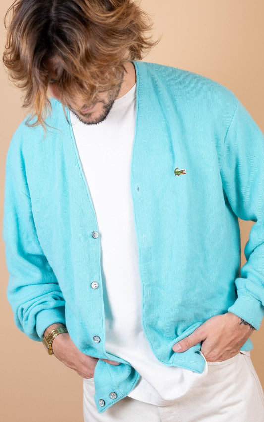 Cardigan Lacoste Vintage ref: 1675 - BLEU - XL - amifrip - Friperie en ligne et vêtements vintage