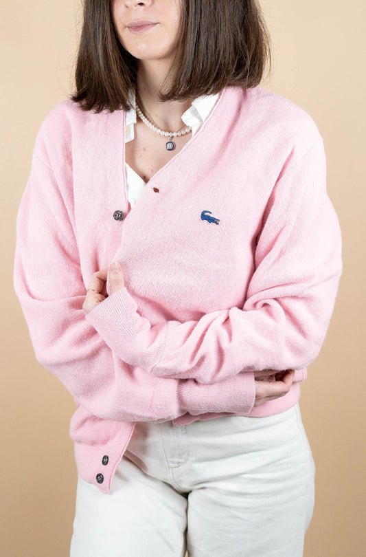 Cardigan Lacoste Vintage ref: 1679 - ROSE - M - amifrip - Friperie en ligne et vêtements vintage