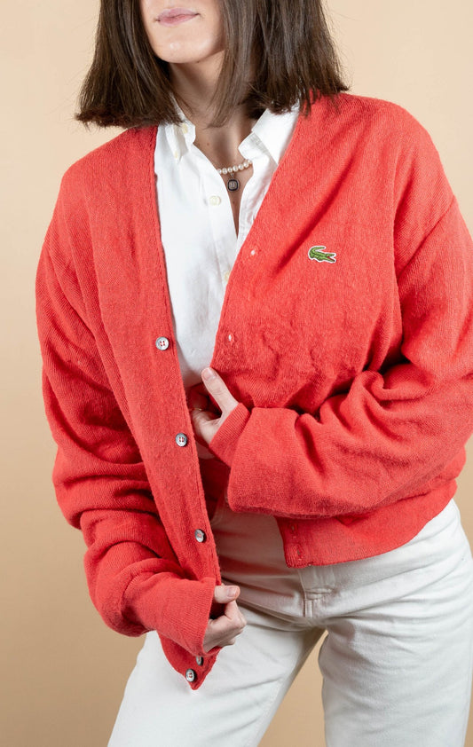 Cardigan Lacoste Vintage ref: 1683 - CORAIL - XL - amifrip - Friperie en ligne et vêtements vintage
