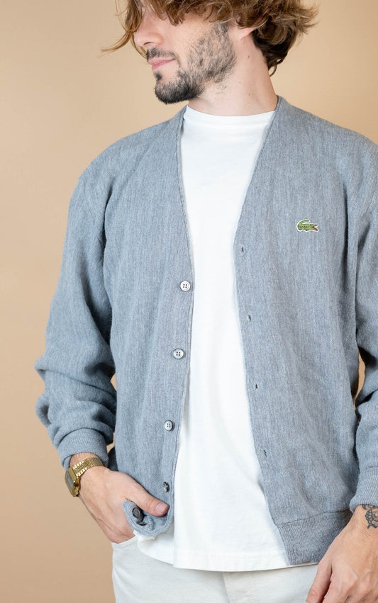 Cardigan Lacoste Vintage ref: 1693 - GRIS - L - amifrip - Friperie en ligne et vêtements vintage