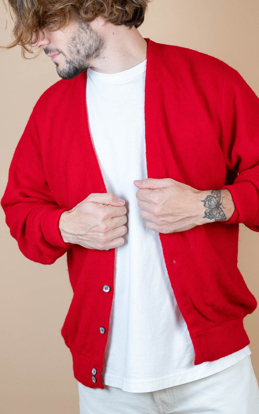 Cardigan Lacoste Vintage ref: 1695 - ROUGE - L - amifrip - Friperie en ligne et vêtements vintage