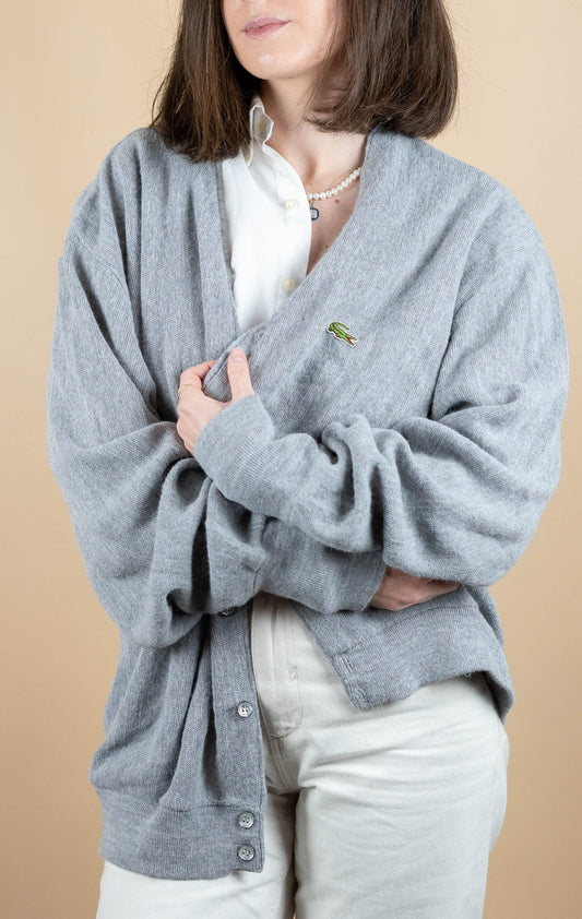 Cardigan Lacoste Vintage ref: 1698 - GRIS - XL - amifrip - Friperie en ligne et vêtements vintage