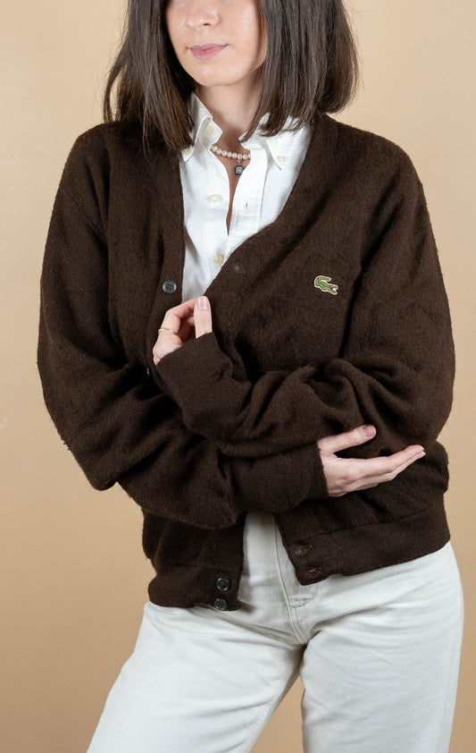 Cardigan Lacoste Vintage ref: 1699 - MARRON - L - amifrip - Friperie en ligne et vêtements vintage