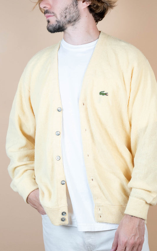 Cardigan Lacoste Vintage ref: 1700 - JAUNE - XL - amifrip - Friperie en ligne et vêtements vintage