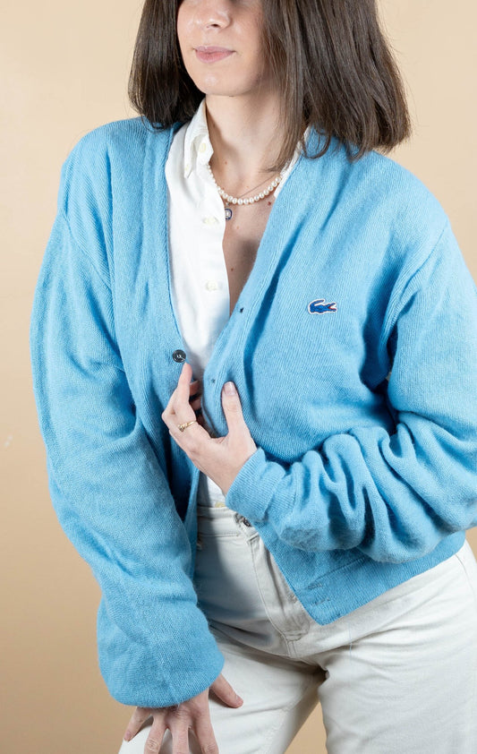 Cardigan Lacoste Vintage ref: 1704 - BLEU - L - amifrip - Friperie en ligne et vêtements vintage