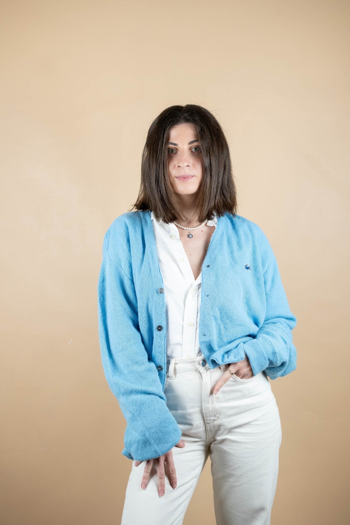 Cardigan Lacoste Vintage ref: 1704 - BLEU - L - amifrip - Friperie en ligne et vêtements vintage