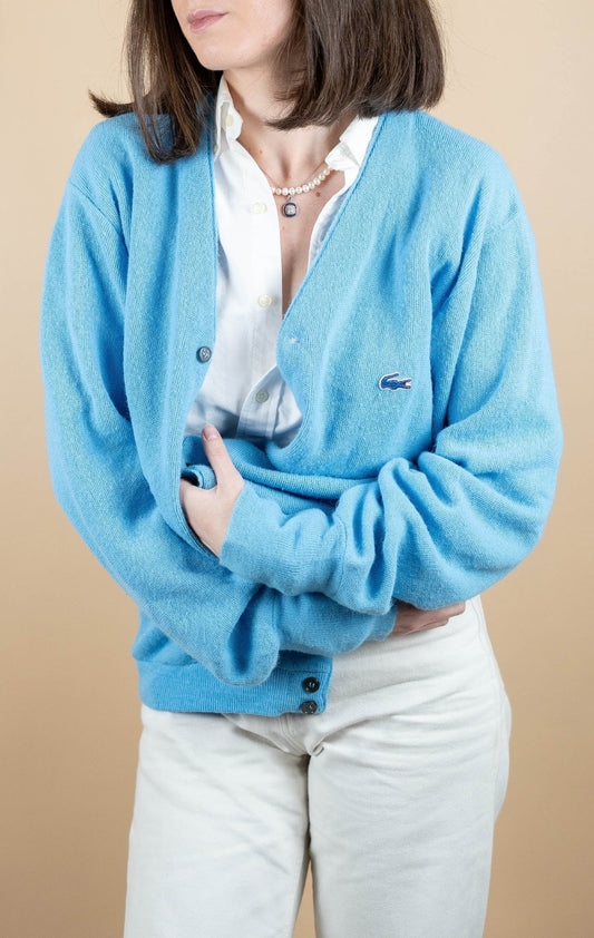 Cardigan Lacoste Vintage ref: 1706 - BLEU - L - amifrip - Friperie en ligne et vêtements vintage