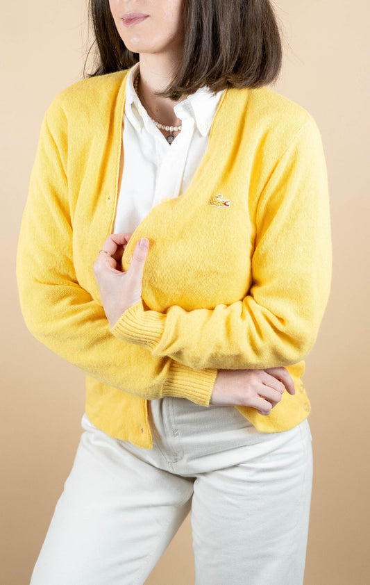 Cardigan Lacoste Vintage ref: 1708 - JAUNE - S - amifrip - Friperie en ligne et vêtements vintage