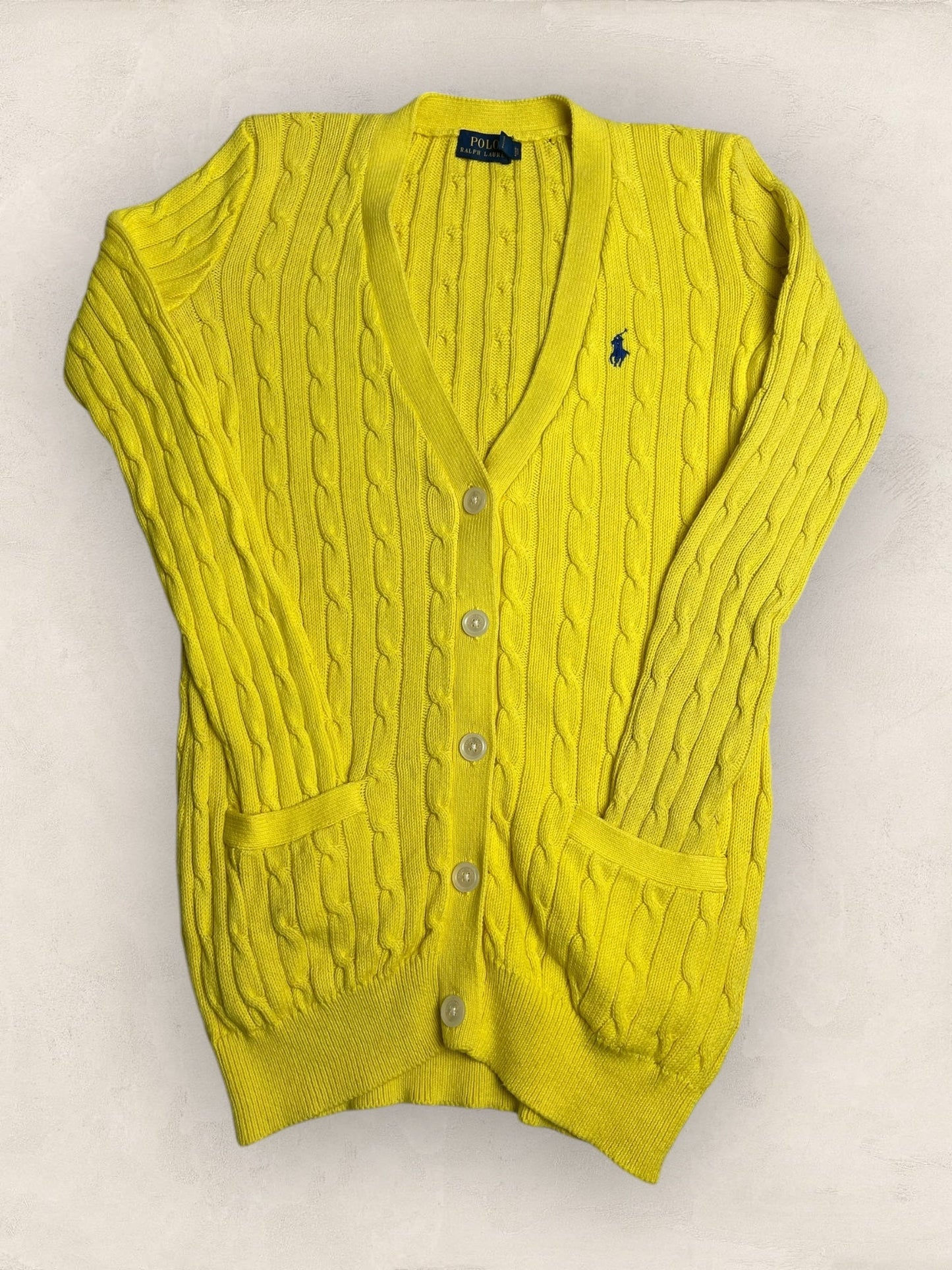 Cardigan Torsadé Ralph Lauren Femme #1813 - S - Jaune - amifrip - Friperie en ligne et vêtements vintage