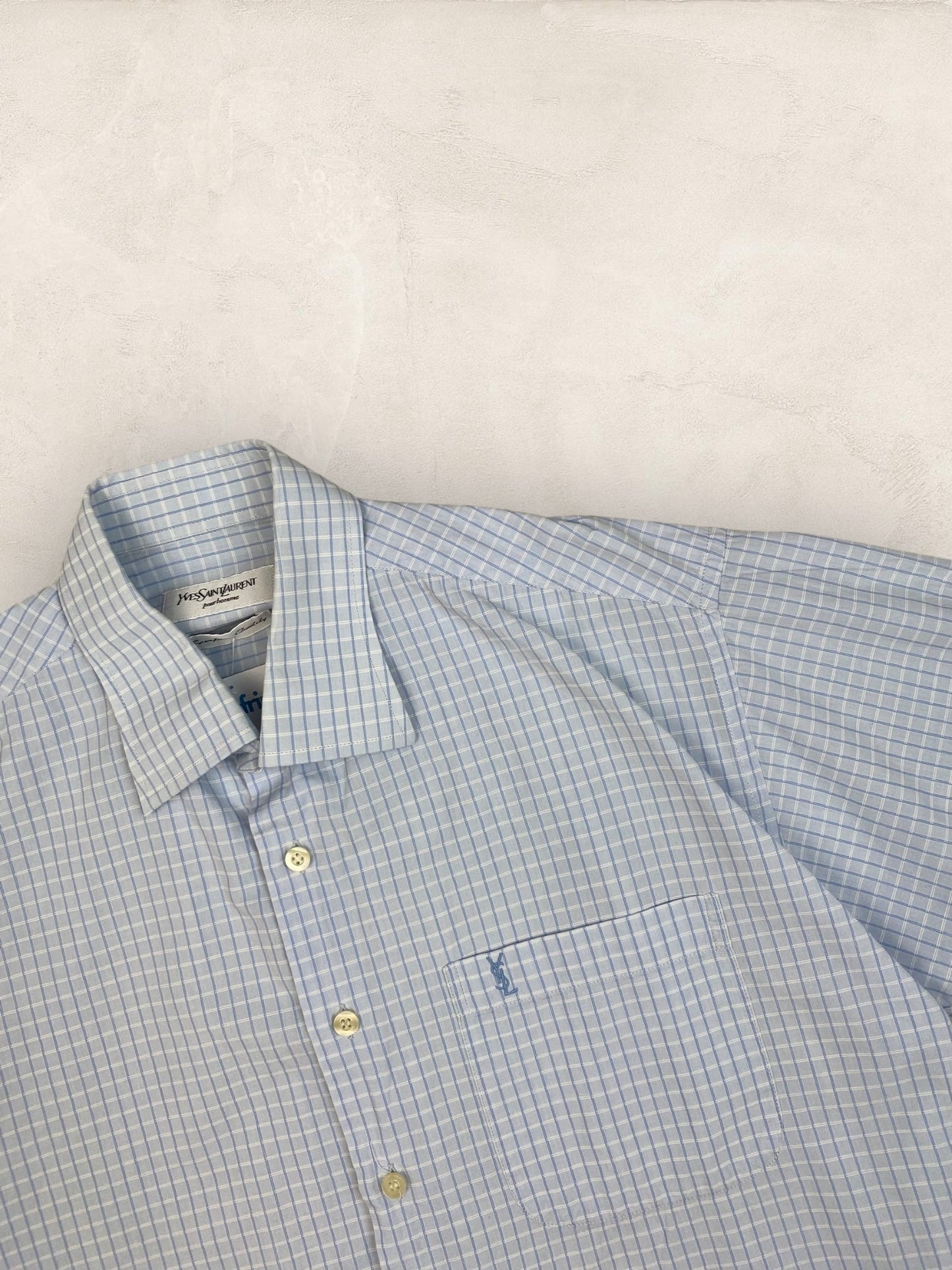 Chemise Homme Vintage Yves Saint - Laurent Bleu L Ref:3012 - Bleu - L - amifrip