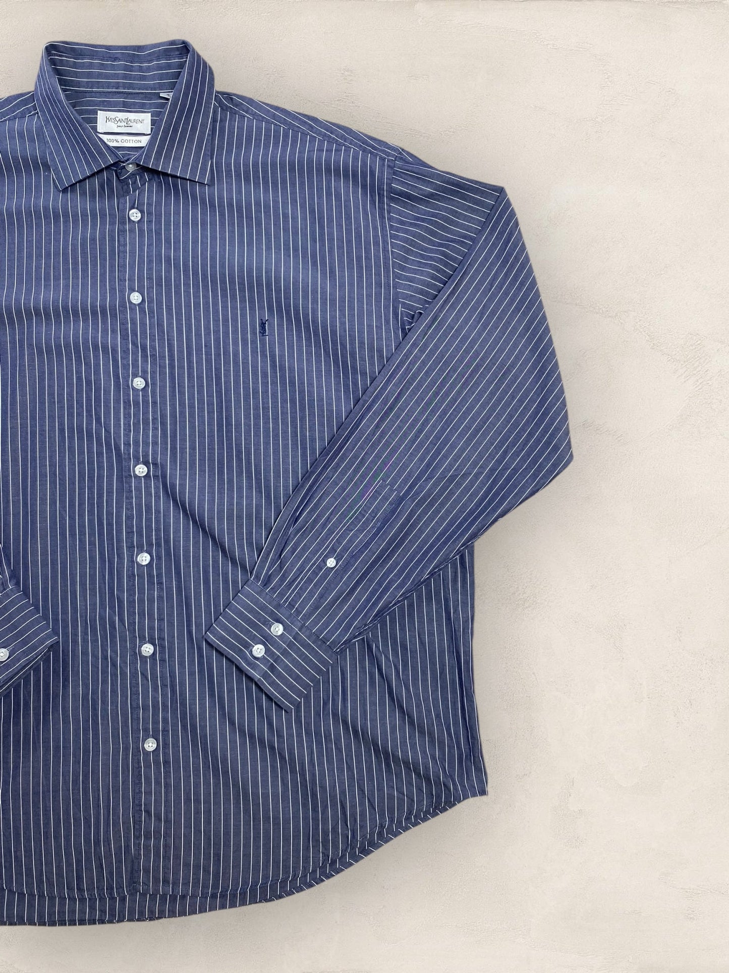 Chemise Homme Yves Saint - Laurent Bleu XXL Ref:2924 - Bleu - XXL - amifrip - Friperie en ligne et vêtements vintage