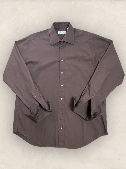 Chemise Homme Yves Saint - Laurent Marron XL Ref:2918 - Marron - XL - amifrip - Friperie en ligne et vêtements vintage